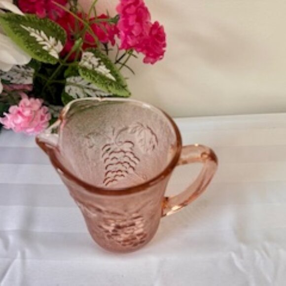 Vintage Pink Depression Glass Creamer Pitcher – 8 oz Soft Blush Milk Jug - Picture 3 of 4